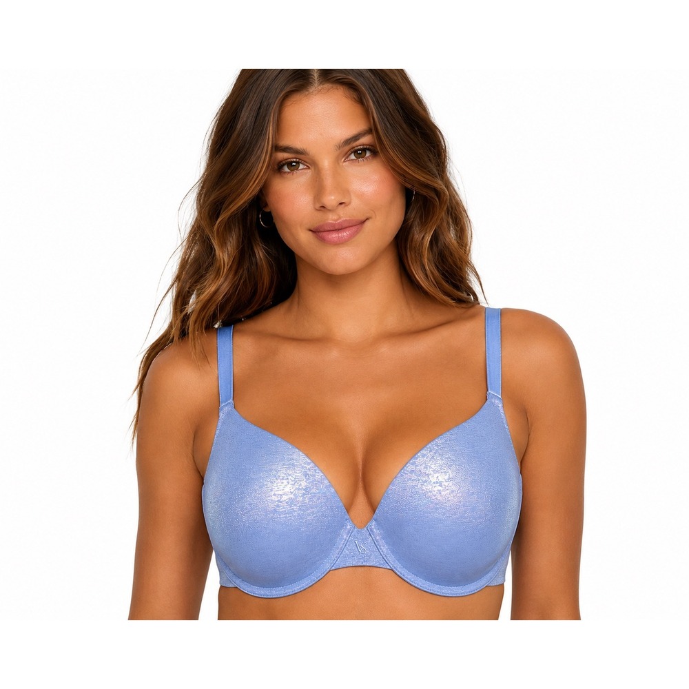 Victoria's Secret Uplift Semi Demi Bra Women 36DD Blue Iridescent Shimmer Glam